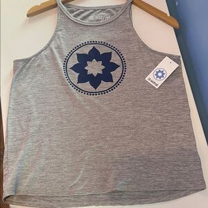 NWT Astral Gray Club Pilates Tank Top with Navy Mandala. Large